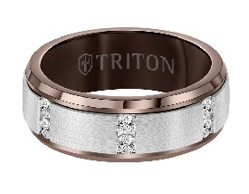 Triton Espresso Tungsten Diamond Wedding Band